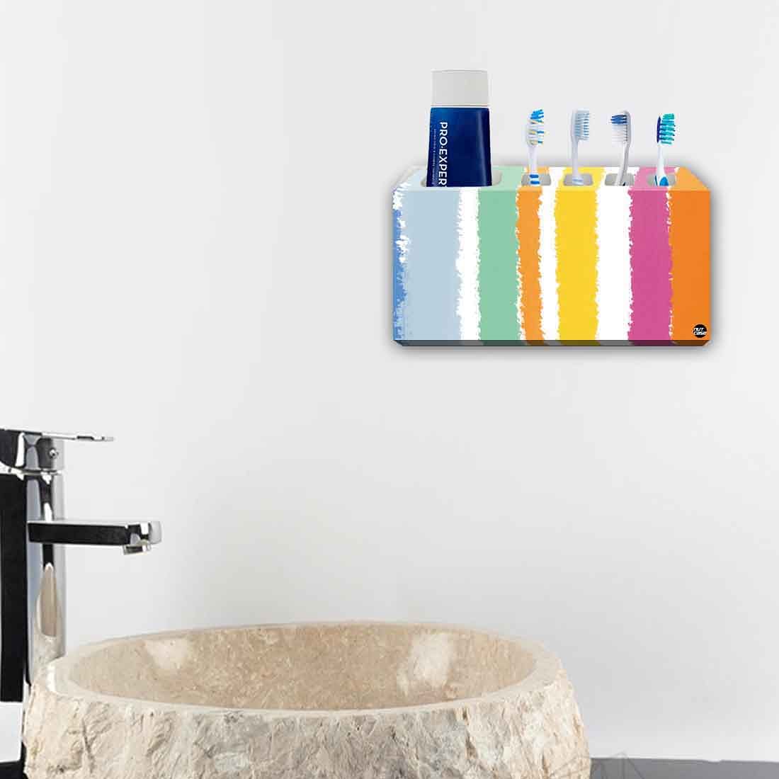 Toothbrush Holder Wall Mounted -Coloreful Stright Lines Nutcase