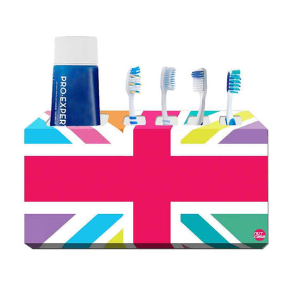 Toothbrush Holder Wall Mounted -Multicolor Union Jack British Flag Nutcase