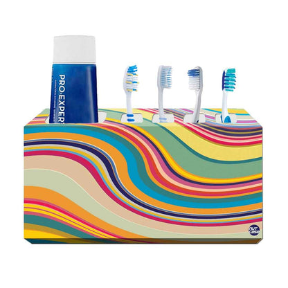 Toothbrush Holder Wall Mounted -Coloreful Waves Lines Nutcase