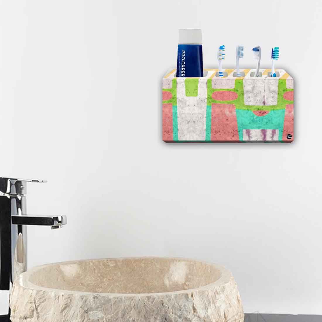 Toothbrush Holder Wall Mounted -Abstract Pastel Art Nutcase