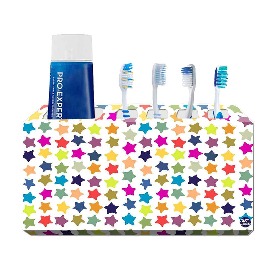 Wall Mount Designer Toothbrush Organiser-Colorful Stars Nutcase