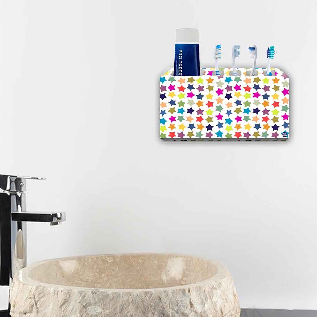 Wall Mount Designer Toothbrush Organiser-Colorful Stars Nutcase