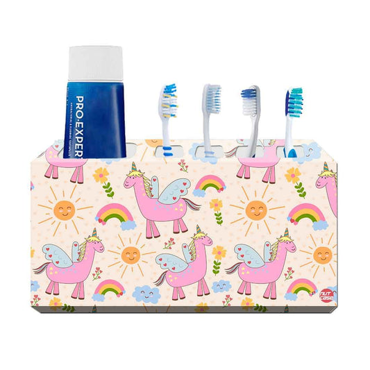 Cute Kids Toothbrush Holder for Bathroom - Pink Unicorn Nutcase