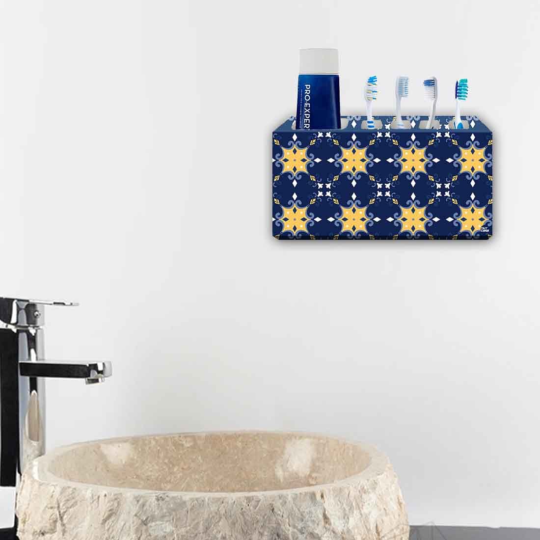 Toothbrush Holder Wall Mounted - Blue Yellow Design Nutcase