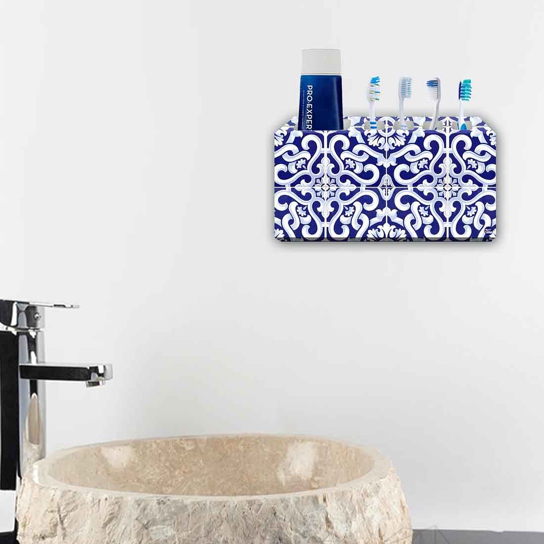 Toothbrush Holder Wall Mounted -Blue Tiles Nutcase