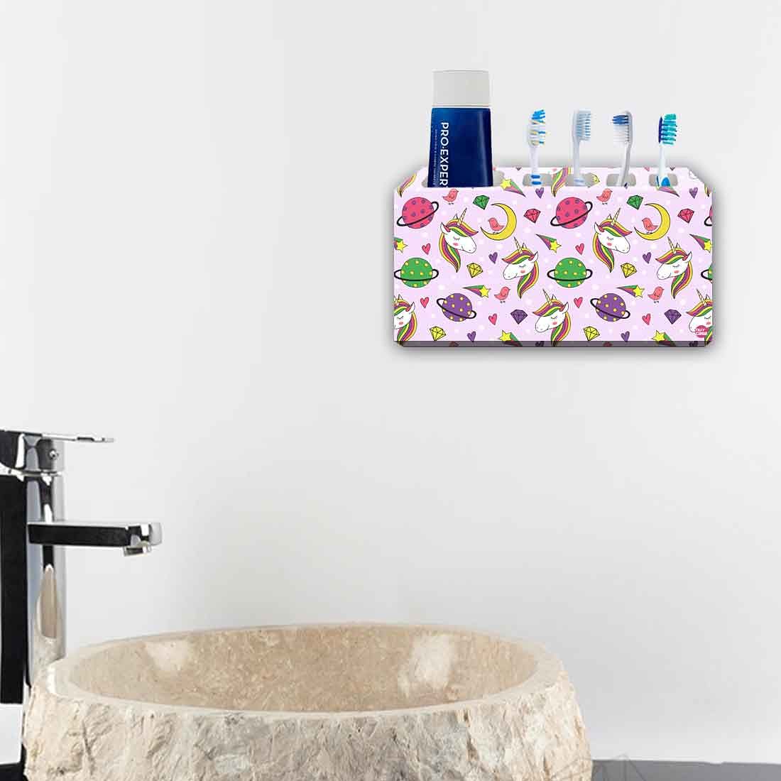Pink Toothbrush Holder Wall Mounted -Unicorn and Space Nutcase