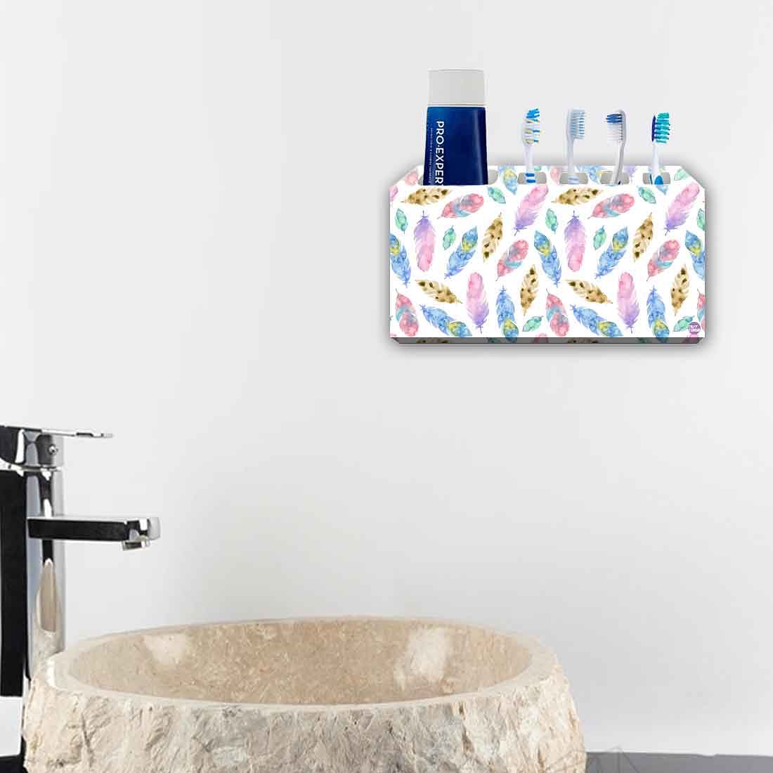 Toothbrush Holder Wall Mounted -Multicolor Feather Nutcase