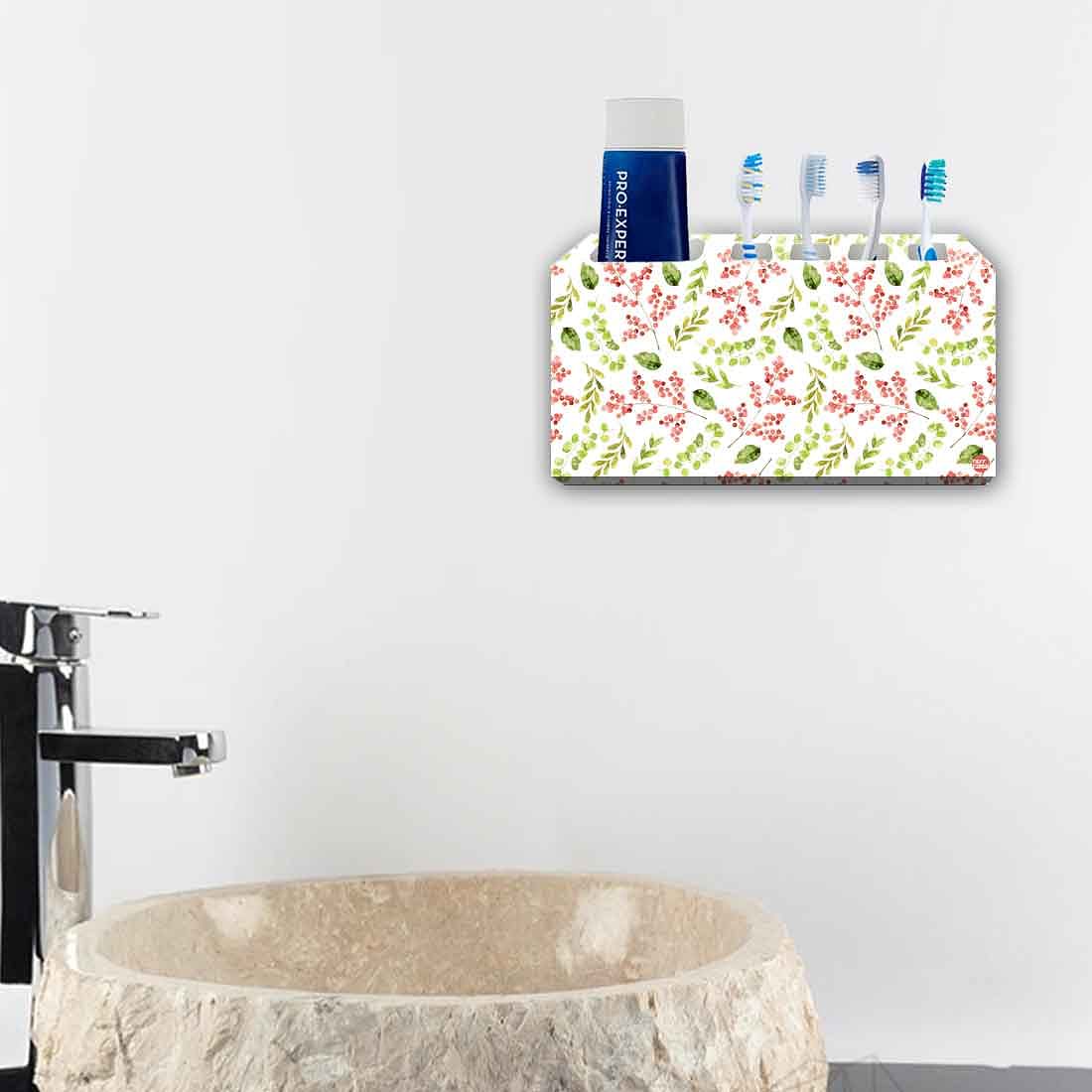 Toothbrush Holder Wall Mounted -Dotted Flowers Nutcase