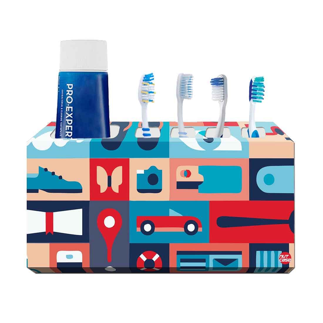 Toothbrush Holder Wall Mounted -Retro Elements Nutcase