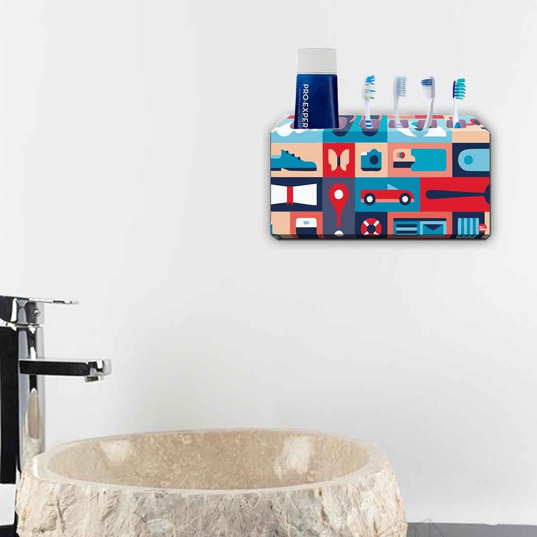 Toothbrush Holder Wall Mounted -Retro Elements Nutcase