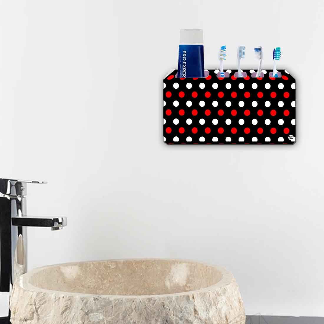 Toothbrush Holder Wall Mounted -Dots Red and White Nutcase