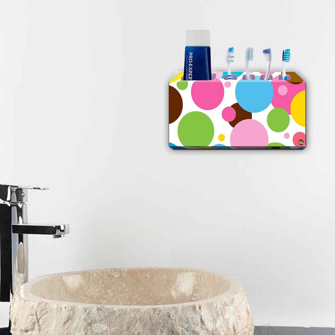 Toothbrush Holder Wall Mounted -Colorful Polka Dots Nutcase