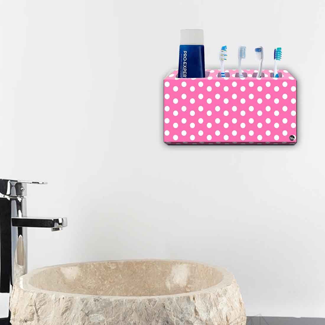 Toothbrush Holder Wall Mounted -Pink Dots Nutcase