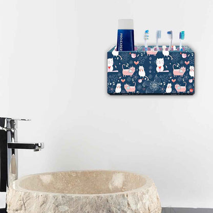 Toothbrush Holder Wall Mounted -Blue Cats Nutcase