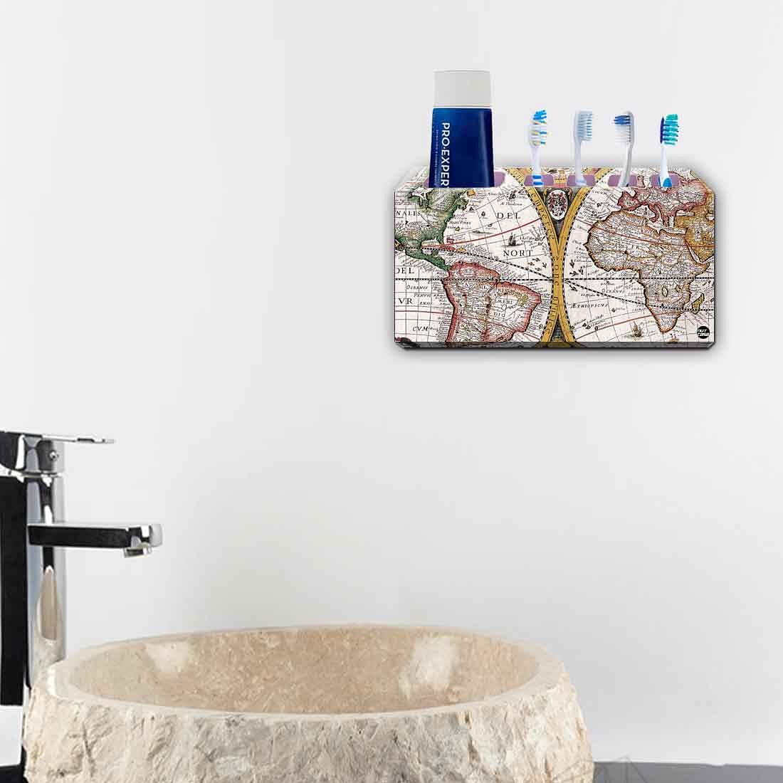 Toothbrush Holder Wall Mounted -Alcohol Ink Styled Design Nutcase