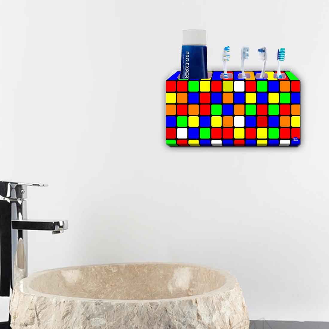 Toothbrush Holder Wall Mounted -8 Bit Camo Blue Navy Nutcase