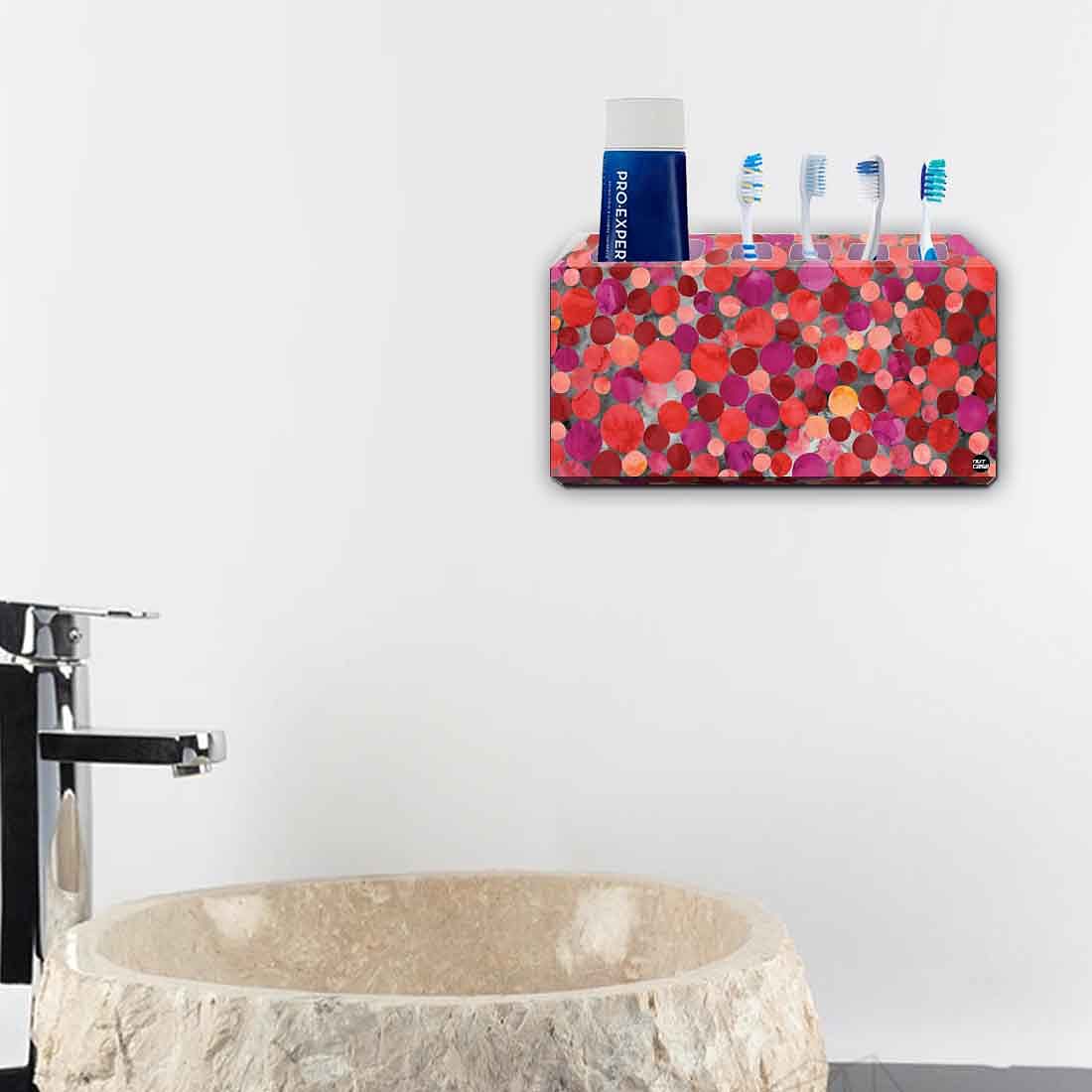 Toothbrush Holder Wall Mounted -Pink Marble Dots Nutcase