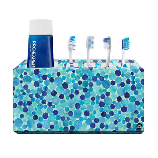 Toothbrush Holder Wall Mounted -Blue Marble Dots Nutcase