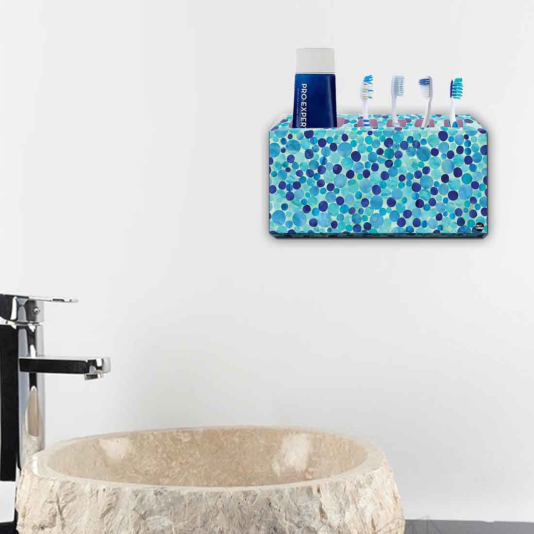 Toothbrush Holder Wall Mounted -Blue Marble Dots Nutcase