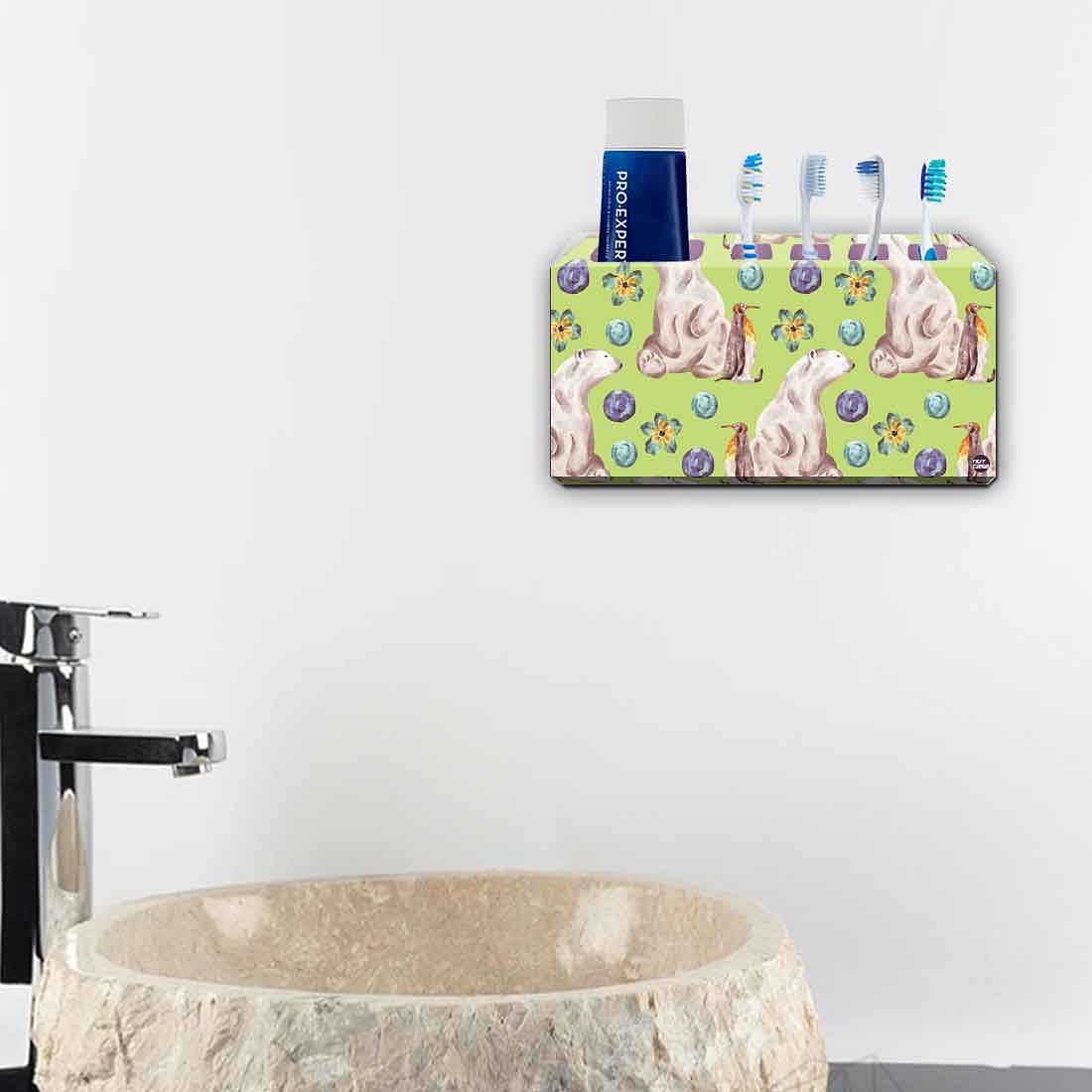 Toothbrush Holder Wall Mounted -Polar Bear Forest Nutcase