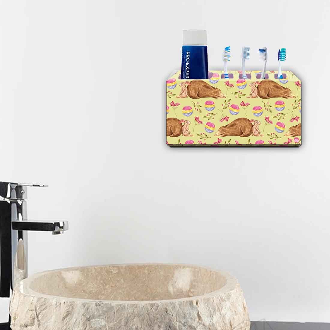 Toothbrush Holder Wall Mounted -Bear & Rabbit Nutcase