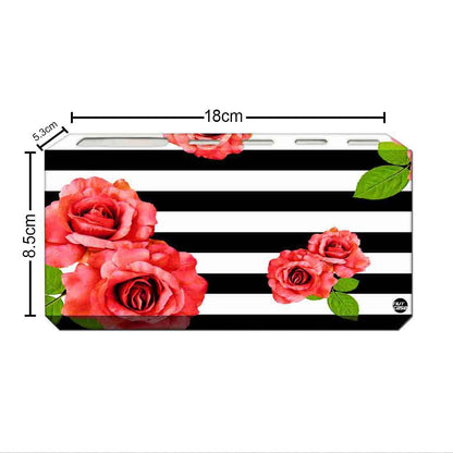 Wall Mounted Bathroom Toiletries Holder for Toothbrush - Red Rose with Strips Nutcase
