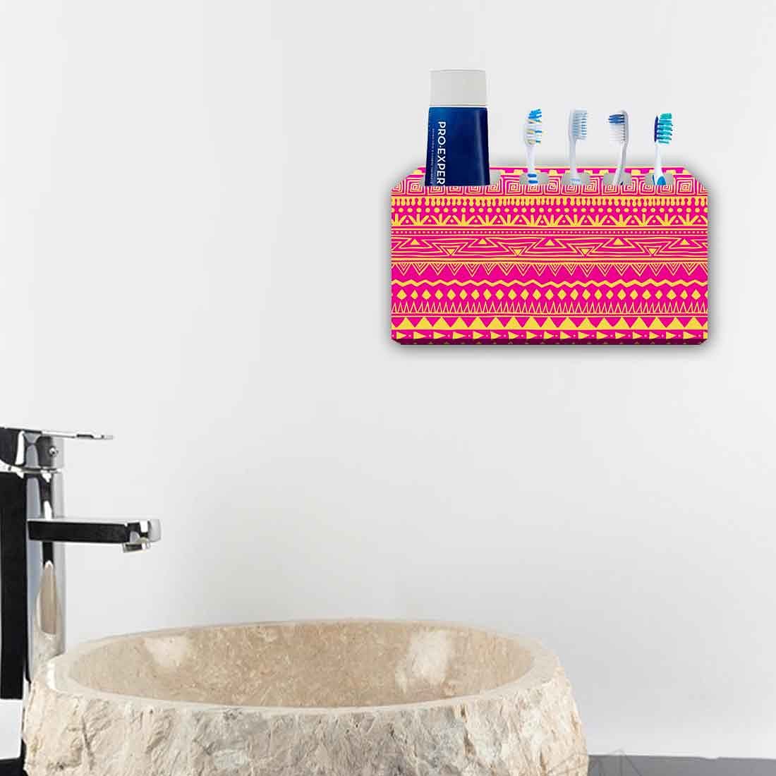 Printed Designer Toothbrush Holder for Bathroom- Aztec Pattern Pink Nutcase