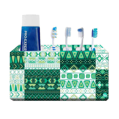 Wall Mounted Aztec Pattern Green Toothbrush Holder for Bathroom Nutcase