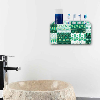 Wall Mounted Aztec Pattern Green Toothbrush Holder for Bathroom Nutcase
