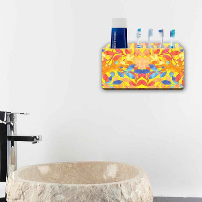 Decorative Toothbrush Holder for Bathroom Walls - Yellow Leaves Nutcase