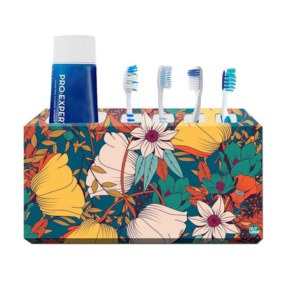 Toothbrush Holder Wall Mounted Toothpaste Stand-Rust Flowers Nutcase