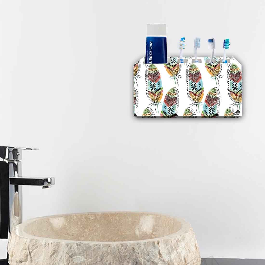 Stainless Steel Metal Toothbrush Holder Wall Mount Toothpaste Stand-Feathers Nutcase