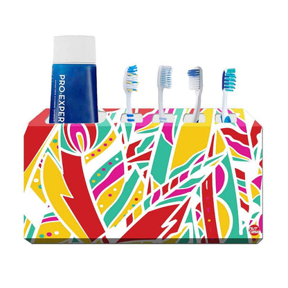 Bathroom Toothbrush Holder Toothpaste Stand Organizer-Rainbow Feathers Nutcase