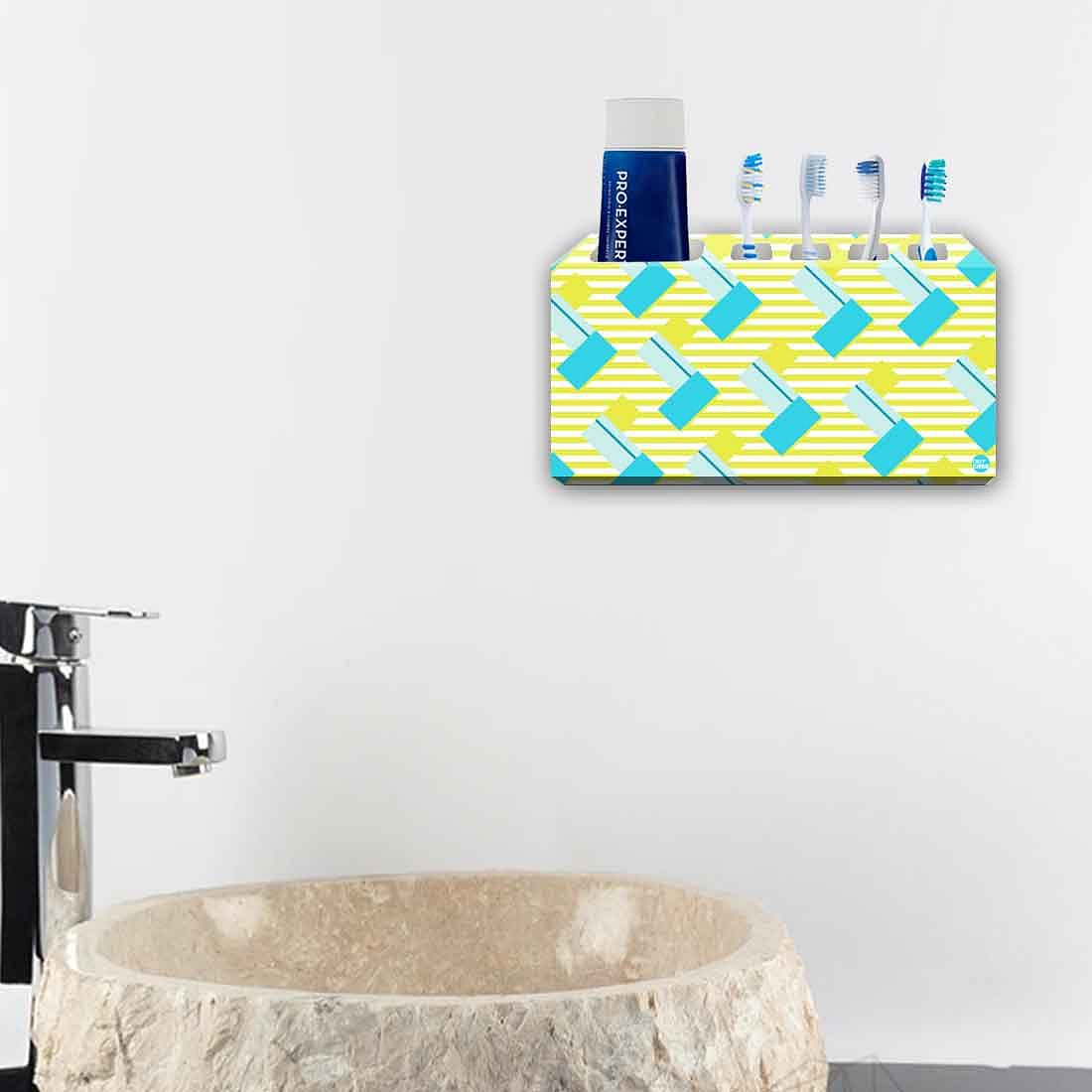 Toothbrush Holder Wall Mounted -Teal and Yellow Nutcase