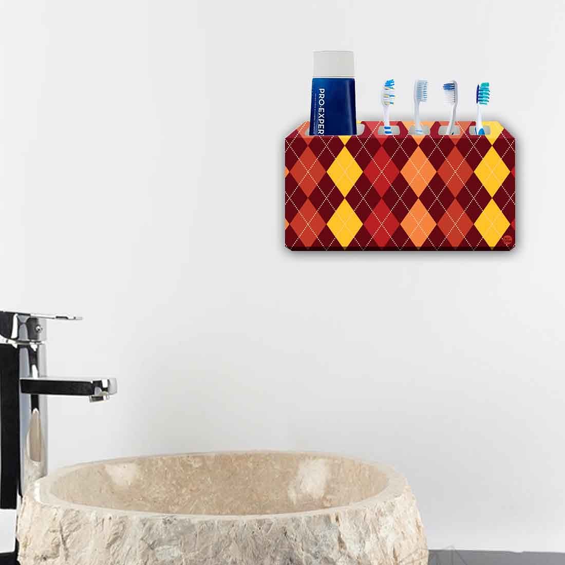 Toothbrush Holder Wall Mounted -Diamonds I Red and Yellow Nutcase