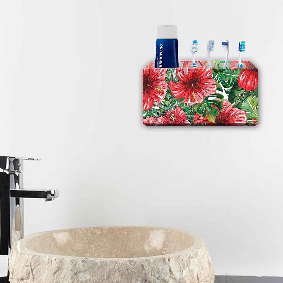 Toothbrush Holder Wall Mounted -Hibiscus Flower Nutcase