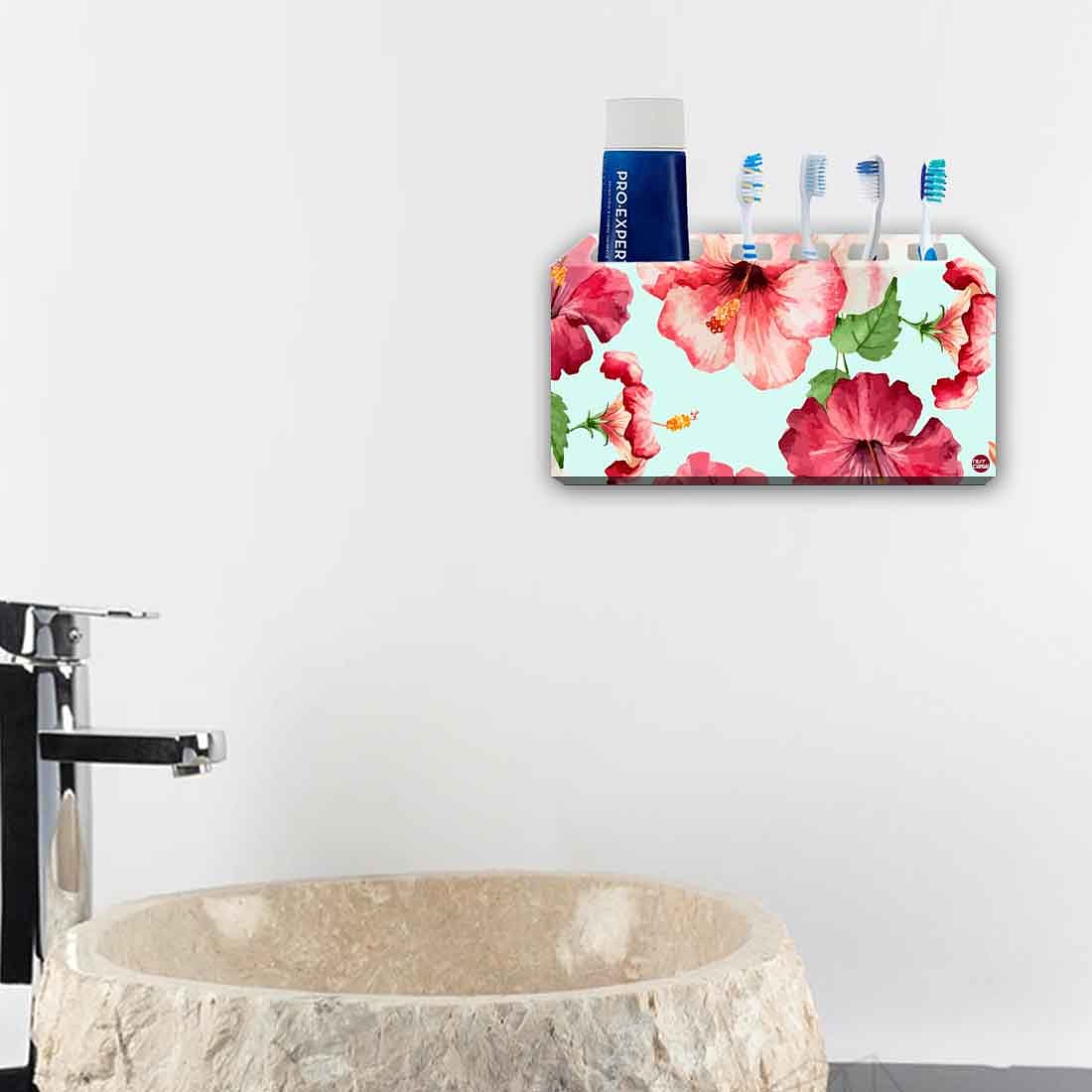 Toothbrush Holder Wall Mounted -Hibiscus with White Background Nutcase