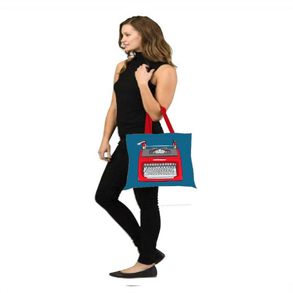 Designer Tote Bag With Zip Beach Gym Travel Bags -  Typewriter Nutcase