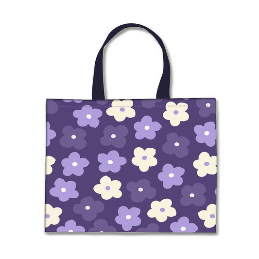 Nutcase Designer Tote Bag for Women Gym Beach Travel Shopping Fashion Bags with Zip Closure and Internal Pocket - Purple Flowers Nutcase