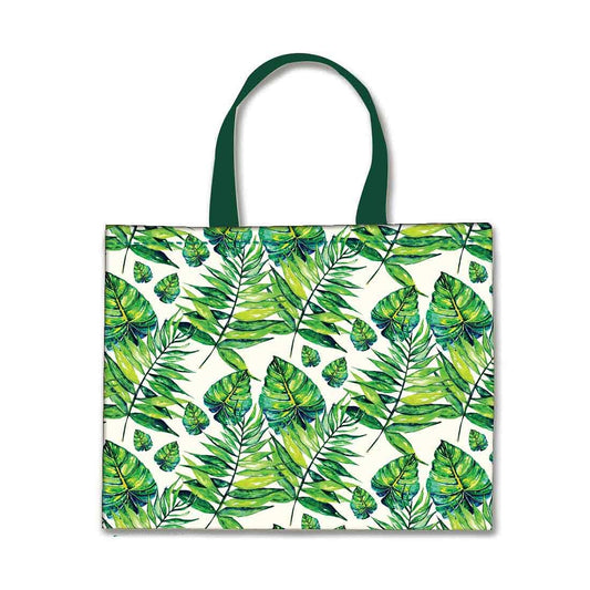 Designer Tote Bag With Zip Beach Gym Travel Bags -  Green Tropical Leaf Nutcase