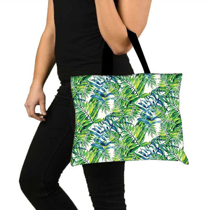 Designer Tote Bag With Zip Beach Gym Travel Bags -  Green Leaf Nutcase