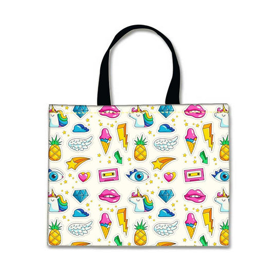 Designer Tote Bag With Zip Beach Gym Travel Bags -  Lips & Eyes Nutcase