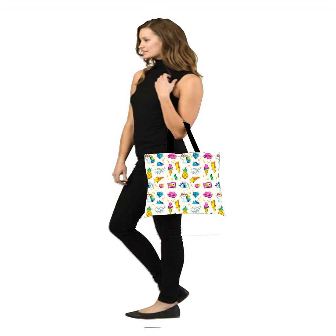 Designer Tote Bag With Zip Beach Gym Travel Bags -  Lips & Eyes Nutcase