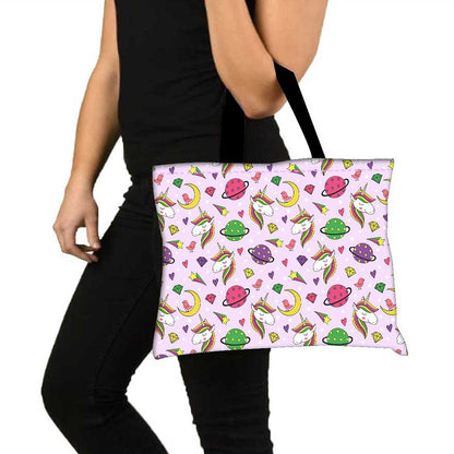 Designer Tote Bag With Zip Beach Gym Travel Bags -  Sweet Unicorn Nutcase