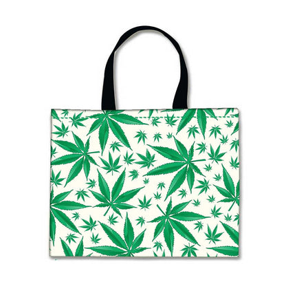 Designer Tote Bag With Zip Beach Gym Travel Bags -  Herbal Happy Green Leaf Nutcase