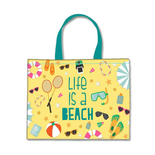 Designer Tote Bag With Zip Beach Gym Travel Bags -  Life is a beach Nutcase