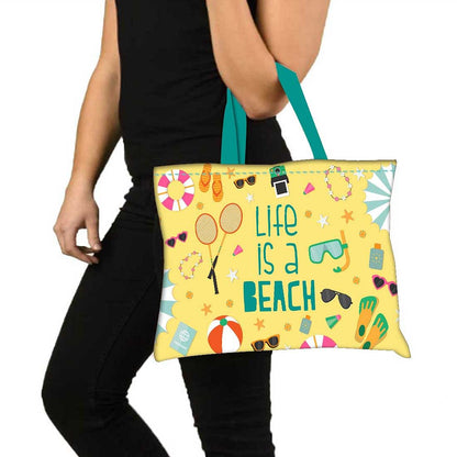 Designer Tote Bag With Zip Beach Gym Travel Bags -  Life is a beach Nutcase