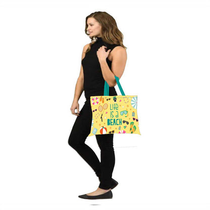 Designer Tote Bag With Zip Beach Gym Travel Bags -  Life is a beach Nutcase