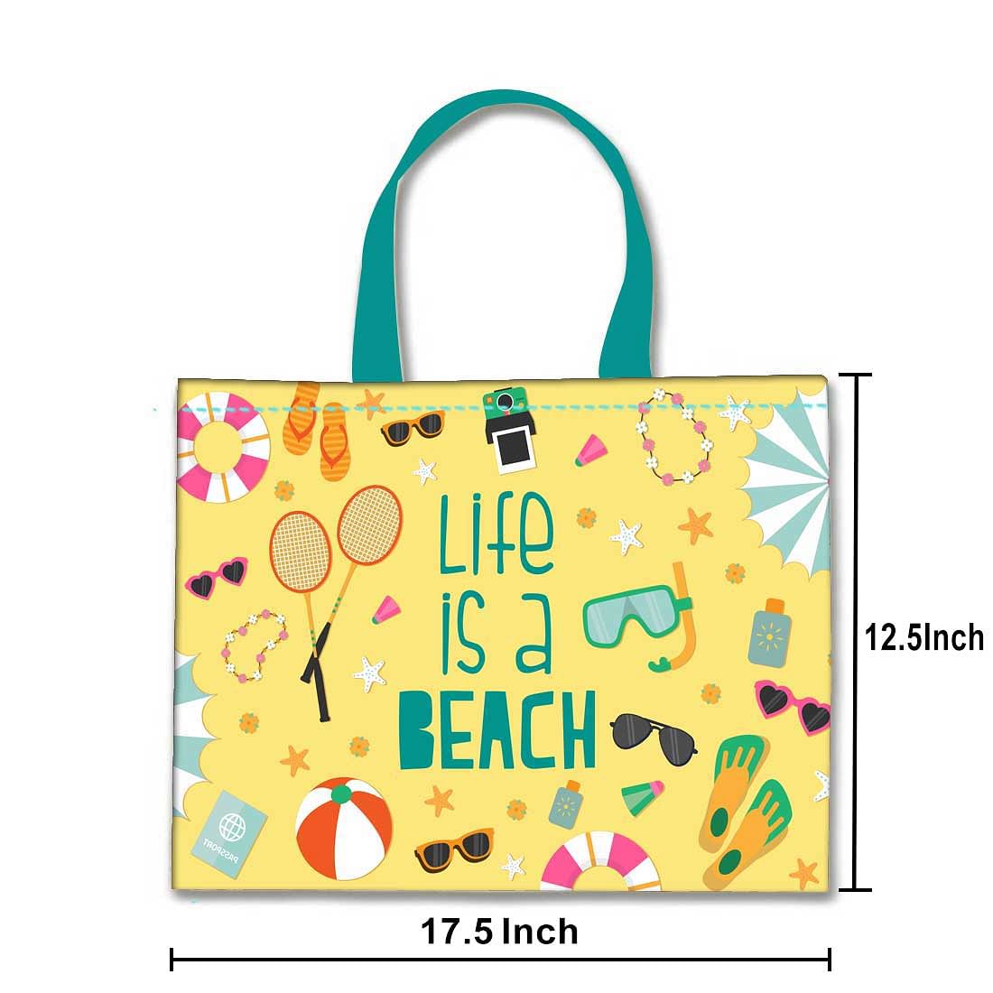 Designer Tote Bag With Zip Beach Gym Travel Bags -  Life is a beach Nutcase