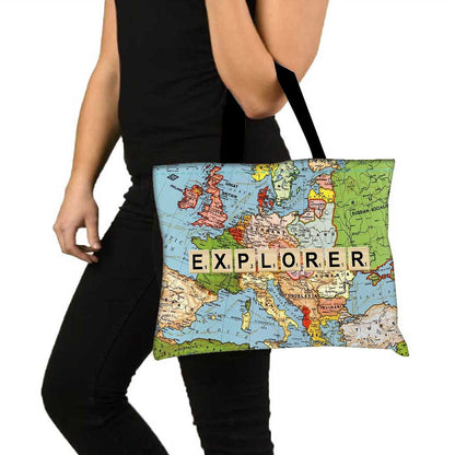 Designer Tote Bag With Zip Beach Gym Travel Bags -  Explorer Nutcase